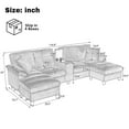 thumbnail image 3 of 117" Modular Sectional Sofa with Storage Ottomans, Upholstered Corduroy Cloud Couch with Console, Charging Station and Cup Holders, 4 Seat U-Shaped Couches for Living Room, Black, 3 of 9