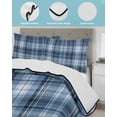 thumbnail image 2 of Full Size Quilt Bedding Set, Navy Buffalo Plaid Reversible Summer Quilt 3 Pieces, White Blue Farmhouse Modern Striped Lightweight Bedspreads Coverlets with 2 Pillow Shams for All Seasons, 2 of 4