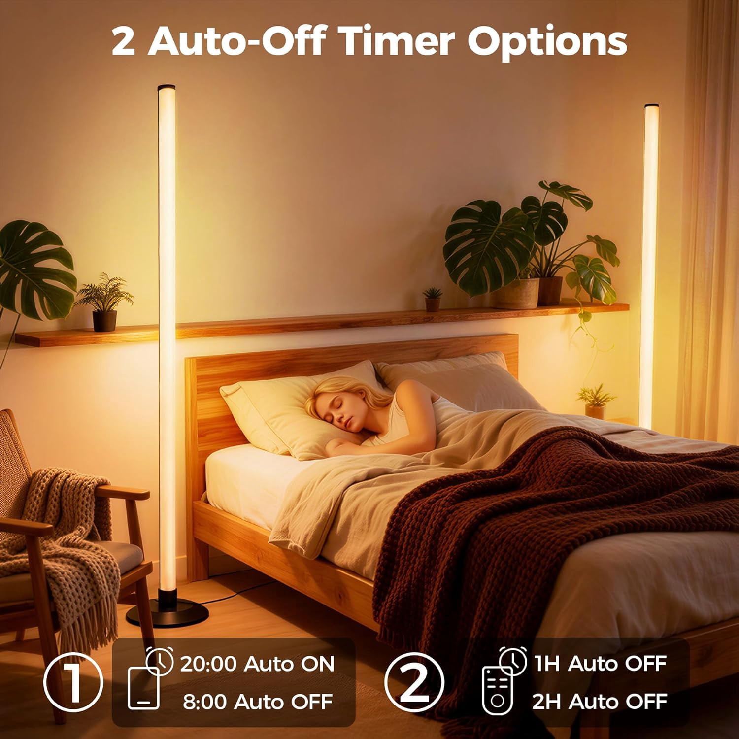 2-Pack LED Floor Lamp, RGB Corner Floor Lamp Support Music Sync, Remote & App Control, Modern Ambient Standing Light for Living Room, Bedroom, Gaming Room