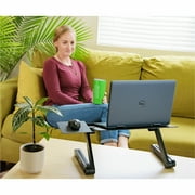 Adjustable Laptop Stand and Lap Desk for Bed – WorkEZ BEST Portable Aluminum Laptop Table with Mouse Pad, Height & Tilt Adjustable Ergonomic Laptop Cooling Stand (Black)