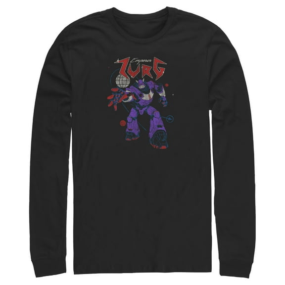 Men's Lightyear Emperor Zurg Distressed  Long Sleeve Shirt Black 2X Large