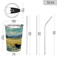 thumbnail image 3 of 11oz Double-Wall Vacuum Insulated Stainless Steel Tumbler with Straws Sports Mugs BPA-Free Black Cat Walking Fields, 3 of 7