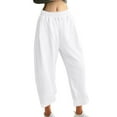 thumbnail image 2 of PXLKNZH Sweat Pants for Women Elastic Waisted Fleece Cinch Bottom Lounge Pants Casual Loose Fit High Rise Jogger Sweatpants White,L, 2 of 7