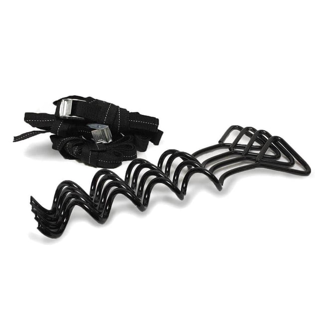 SkyBound Kit d'Ancrage de Trampoline Robuste Ensemble de 4 avec Piquets et Boucles, Noir