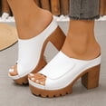 thumbnail image 2 of Pandaie Platform Sandals for Women 2026 Open Toe Chunky Wedge High Heels Comfortable Leather Summer Dressy Pumps with Arch Support Size 6-10 White, 2 of 8