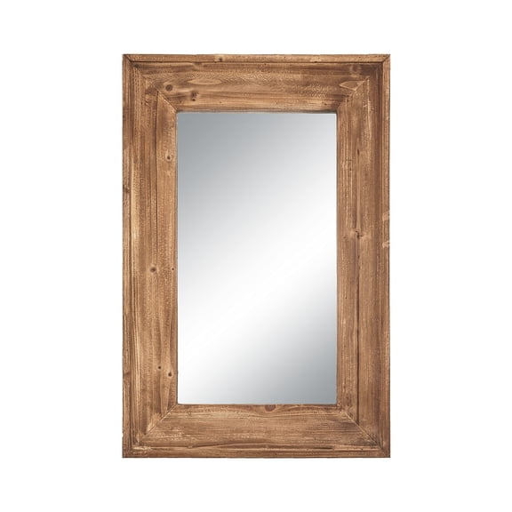 Rustic Brown Wood Frame Wall Mirror 36 x 24 Inch Rectangle for Farmhouse