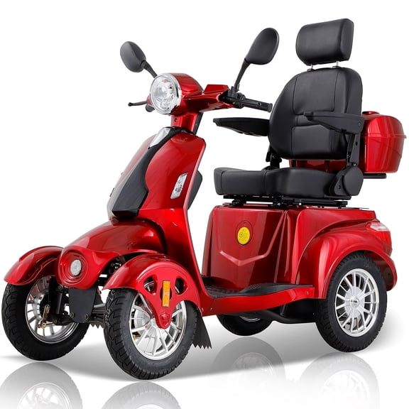 QEEKA 4-Wheel Heavy Duty Mobility Scooter for Seniors & Adults，500 lbs Capacity,1000W Motor,Electric Travel Scooter,Red