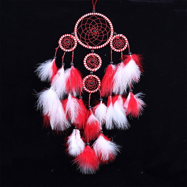 Wind Chimes Circular Feathers Wall Hanging Decoration Decor Craft