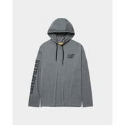 Caterpillar Men's Hooded Banner Long Shirts with UPF 50 Protection, Moisture Control and CAT Logo on Sleeve, Dark Heather Grey, Small