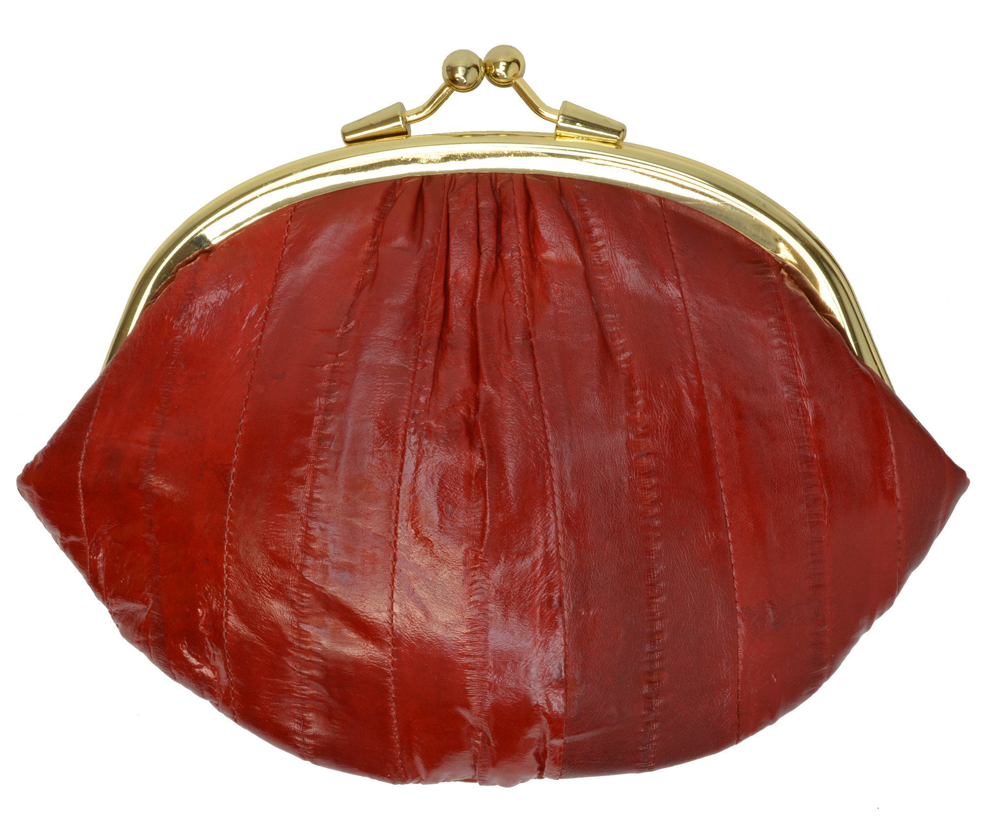 EEL SKIN COIN CHANGE PURSE LARGE WOMEN GENUINE LEATHER WALLET DOUBLE SNAP CLOSUR 