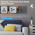 thumbnail image 3 of Universal three-pin track socket power track socket multi-function electric mobile track socket power track adapter, 3 of 8
