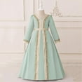 thumbnail image 2 of MKOSPLRT Abaya pour Filles Musulmanes Robe de Prière à Manches Longues Col en V Robe Maxi Brodée Moyen-Orient Musulman Robe de Dubaï 4-8 Ans, 2 of 9