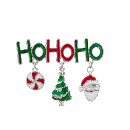 Lux Accessories Ho Ho Ho Merry Christmas Xmas Santa Claus Candy Tree Brooch (Santa's Best Christmas Tree Remote Control)