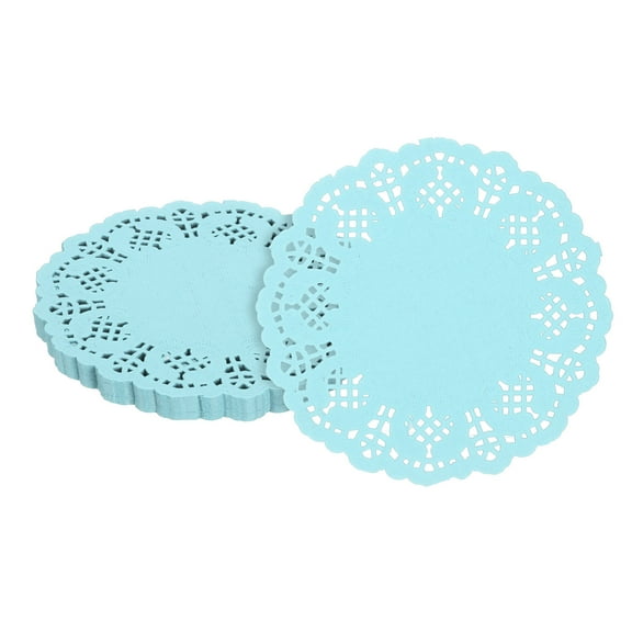 100pcs Paper Doilies, 4.5 Inch Lace Paper Doilies, Disposable Paper Placemats Blue
