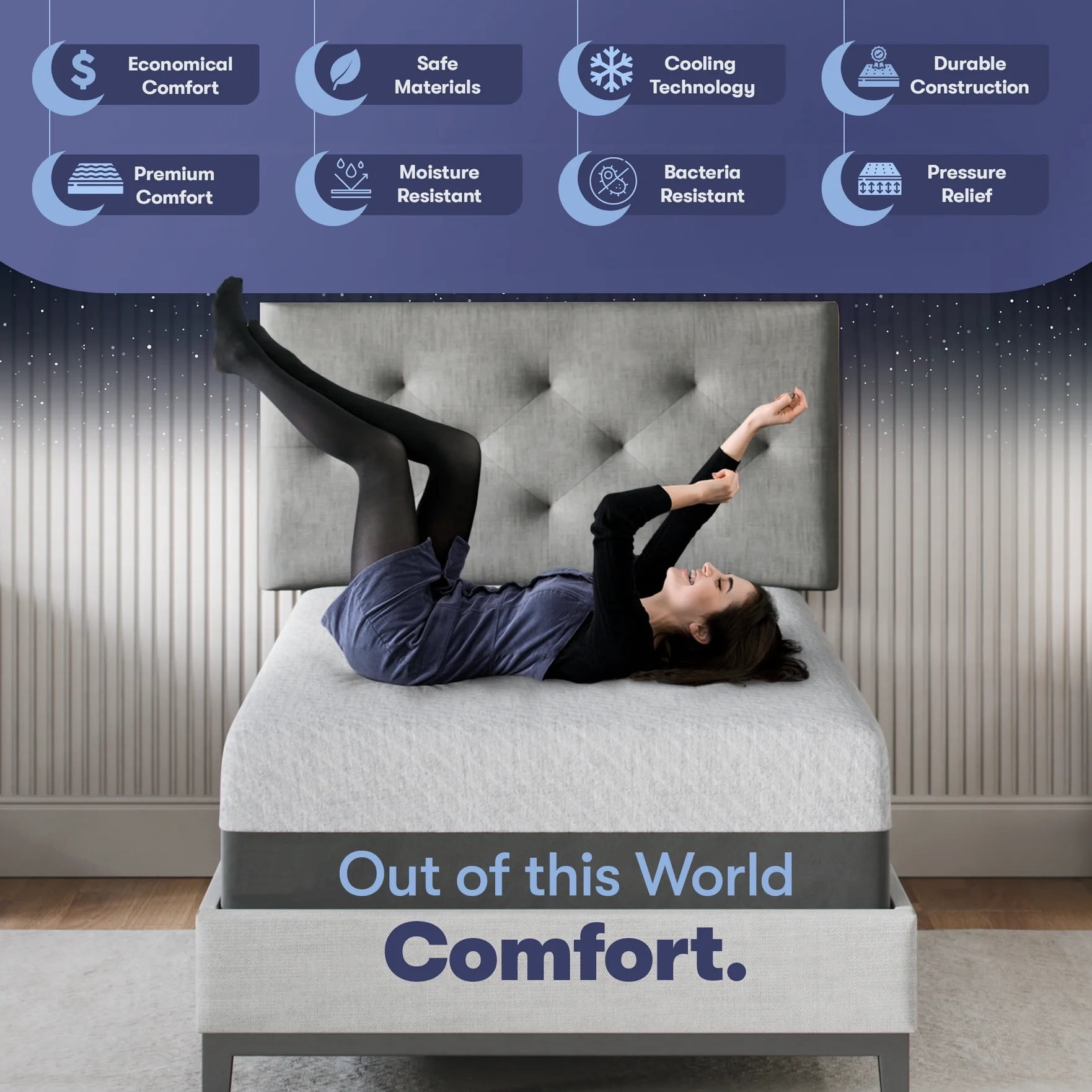 Celestial Sleep Gel Memory Foam Mattress in a Box, Made in The USA, CertiPUR-US, Oeko-Tex, and Fiberglass-Free Certified Bed, 8 inch Firm - Twin