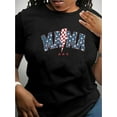 thumbnail image 1 of 1 Pce T-Shirt Décontracté à Col Rond pour Femmes avec Imprimé Drapeau, Tissu Polyester Extensible Moyen, Haut à Manches Courtes à la Mode pour Toutes les Saisons Fête des Pères, Fête des Mères, Nouvel An, Festival de Printemps, Saint-Valentin, 1 of 6