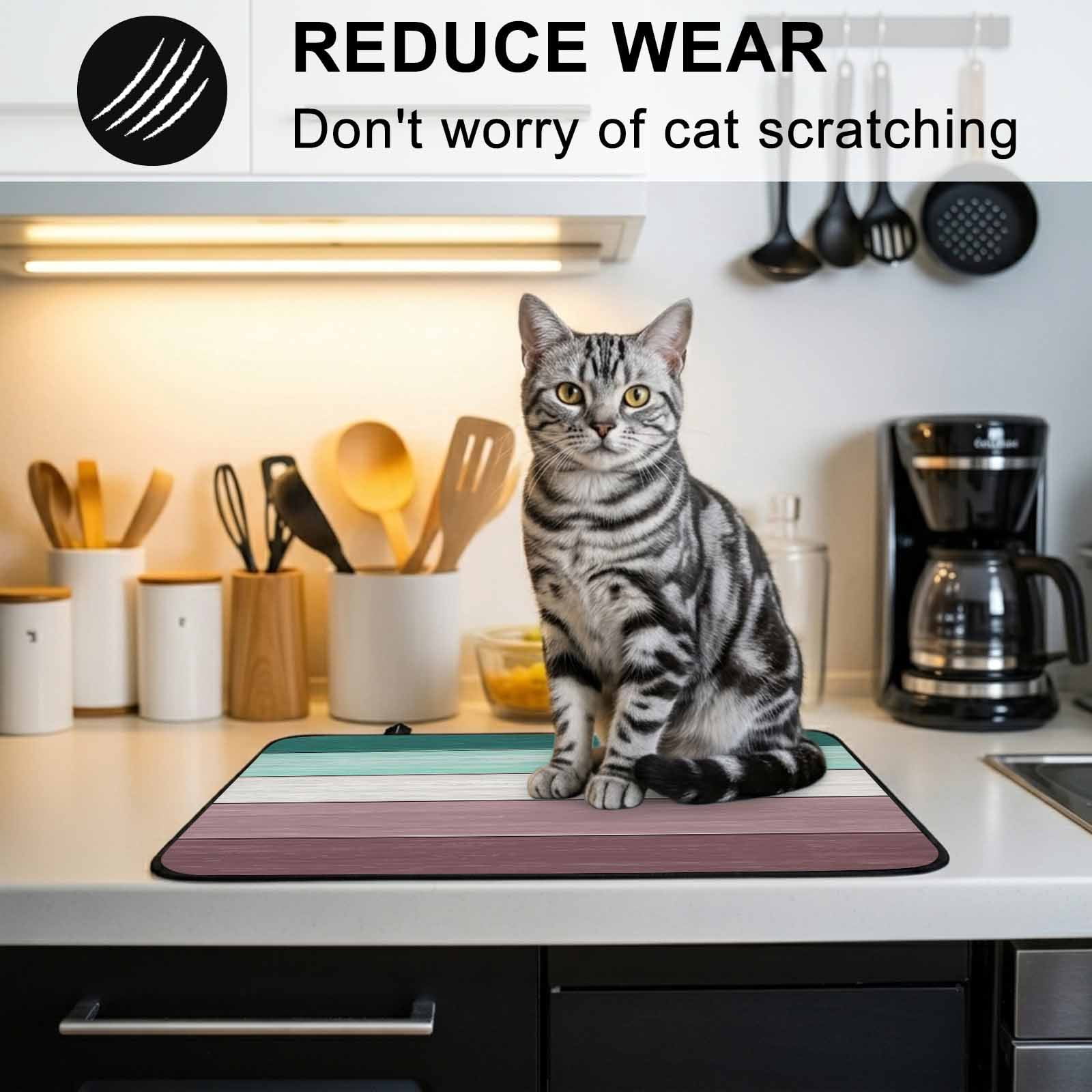 Purple Green Wood Grain Stove Top Cover for Electric Stove, Heat-proof & Non Slip Glass Top Stove Cover Protector, Rustic Retro Wooden Plank Kitchen Flat Cooktop Rubber Mat 36x21 Inches