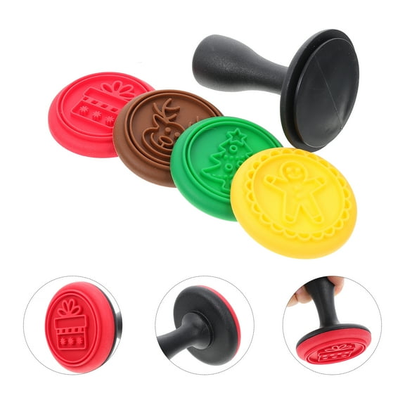 Amosfun Baking Stamp for Home Cookie Stamp Baking Silicone Assorted Color 5-Pcs