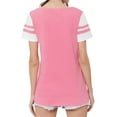 thumbnail image 6 of Women Stripe Splice Short Sleeve Crew Neck Shirt, 6 of 6
