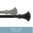 thumbnail image 4 of Kenney Irvington Standard Steel Decorative Window Curtain Rod, 66-120" Adjustable Length, 3/4" Dia., Matte Black, 4 of 5