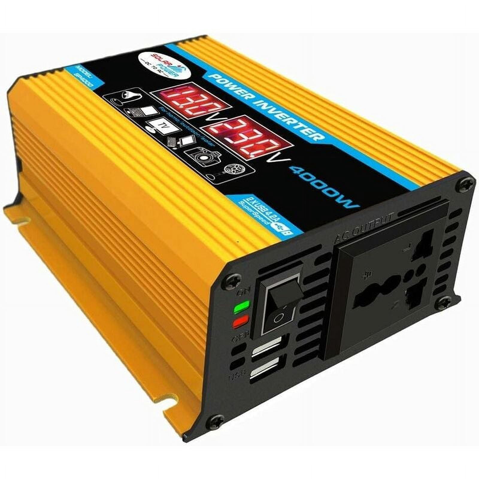 Converter 12v 220v, Pure sine wave converter 4000W car waveform converter DC 12V 220V / 110V with double voltage display Adapter USB ports charger 4.2A