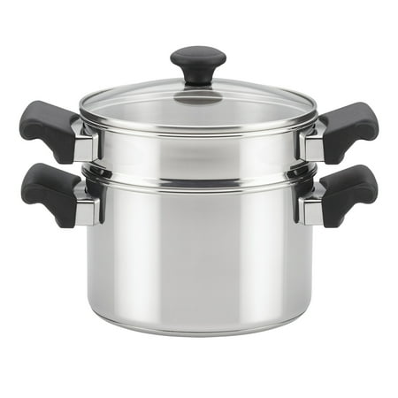 Stainless Steamer Farberware Classic Traditions Stainless Steel Stack 'N' Steam Covered Saucepot and Steamer, 3-Quart ()