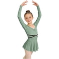 thumbnail image 2 of hengsof Girls' Long Sleeve Ballet Leotard Solid Color V Neck Mesh Bodysuit Dance Gymnastics Leotard Suitable for Girls Aged 3-15, 2 of 6