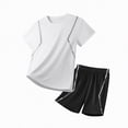 thumbnail image 4 of NOLDARES Baby Boy Summer Clothes Short Sleeve Graphic T-Shirt Elastic Shorts Casual Outfit Set Blazer,7-8 Y, 4 of 4
