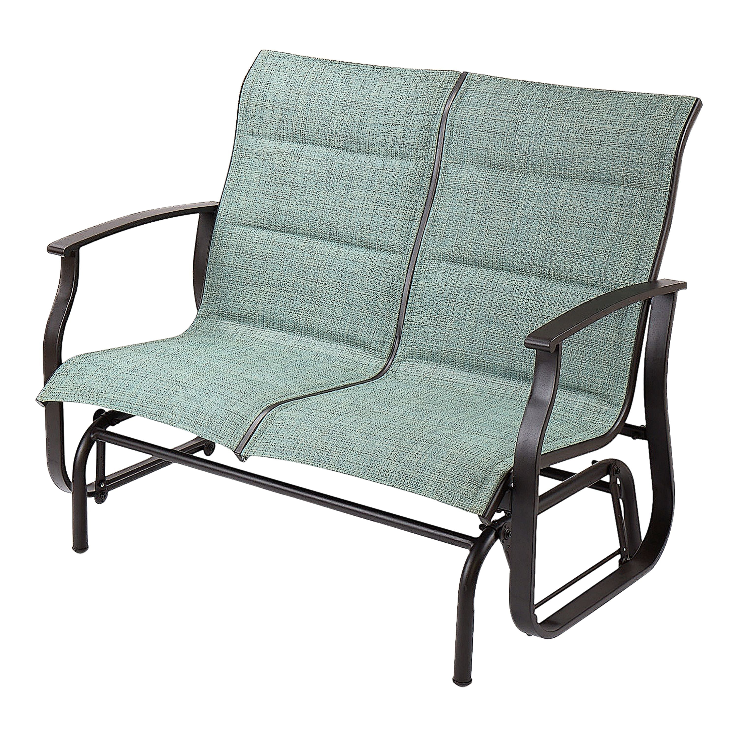 Mainstays Highland Knolls Patio Sling Mesh Glider Loveseat in Aqua - Walmart.com