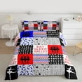 thumbnail image 2 of Homewish Modern Ballet Lover Full Size Comforter Sets, Red Blue Plaid Buffalo Bedding Comforter Set, Cartoon Stars Line Reversible Bedding Sets, Ultra Soft Bedroom Decor, 3pcs, 2 of 8