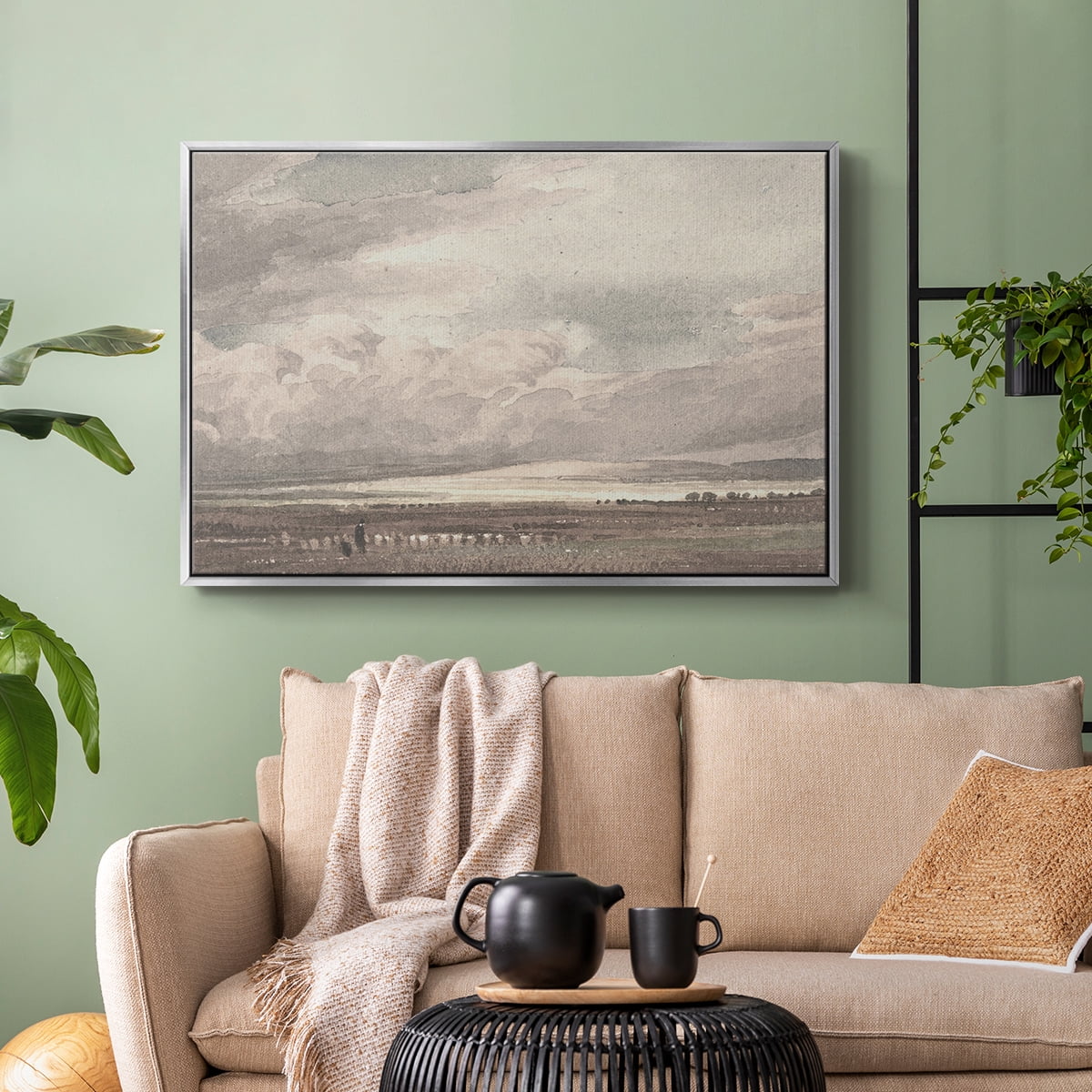 Vintage Landscape-MVII By Wexford Home Framed in Silver Wood Gallery Wrapped Canvas 25 in. x 37 in.