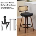 thumbnail image 5 of HUTWIFE Home Adult Rattan Back Faux Leather Upholstered and Walnut Bentwood Leg Bar Stools - Set of 2, Black, 5 of 9