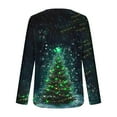 thumbnail image 4 of Long Sleeve Shirts for Women Christmas Print Pleated Henley Neck Long Sleeve Tunic Blouses Loose Fit Casual Tops Festive Pullover, 4 of 5