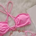 thumbnail image 5 of Lovzfmll Women's Bikini Set, Gem Embellished Solid Color Longline Top and String Bottoms, Bathing Suit for Fashion Beach, 5 of 8