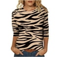 thumbnail image 2 of Hauts d'Entraînement pour Femmes Mode T-shirt Imprimé Manches 3/4 Blouse Col Rond Hauts Décontractés Blouses pour Femmes en Liquidation, 2 of 5