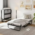 thumbnail image 2 of iPormis Lit Pliant avec Matelas, Format Simple 76x38 avec Tablette de Rangement et Poche Latérale, Lits Roulants Portatifs pour Adultes pour Invités, Lit Portatif avec Roues Verrouillables - Cadre en Métal Robuste, Gain de Place, 2 of 9