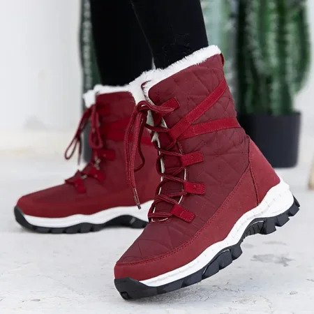 

Yishow-AA Fashion Non-slip Sports Shoes Lace Up Plush Inner Mid-calf Boots Women‘s Footwear