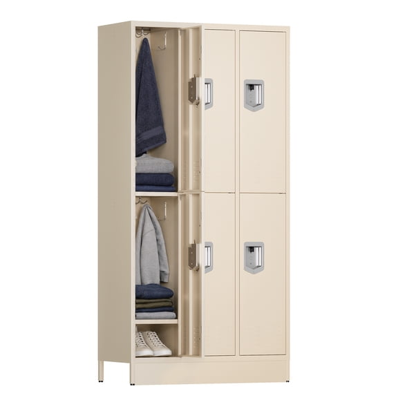 KAER Metal Locker, 6 Door Storage Locker with Hook, Storage Cabinet for Home, Office, Gym, Workshop-White