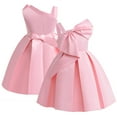 thumbnail image 7 of WOLLED Girls Dress for with Bow Design Dresses Kids Summer Sundress Teen One Shoulder Party Gown Dresses for 2-10Y, 7 of 7