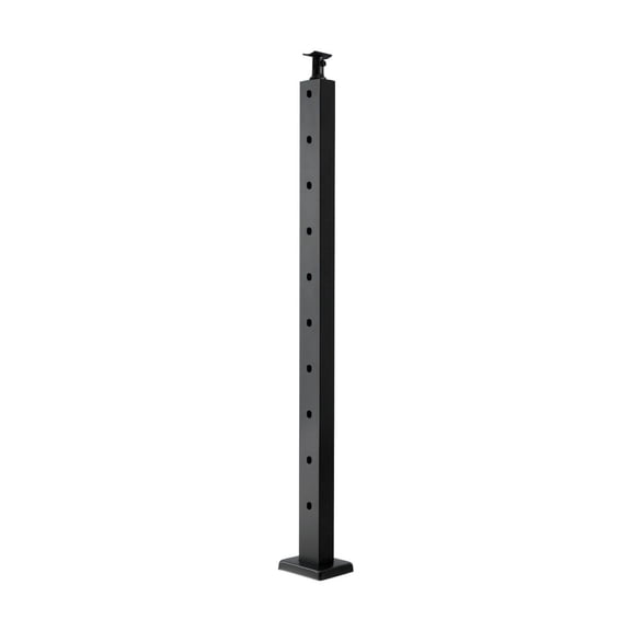 Cable Railing Post 36 Inch, Stair Railing Post with 30° Angled Holes, Stainless Steel Black Post Kit, Horizontal Curved Bracket, Deck Railing, 1-Pack