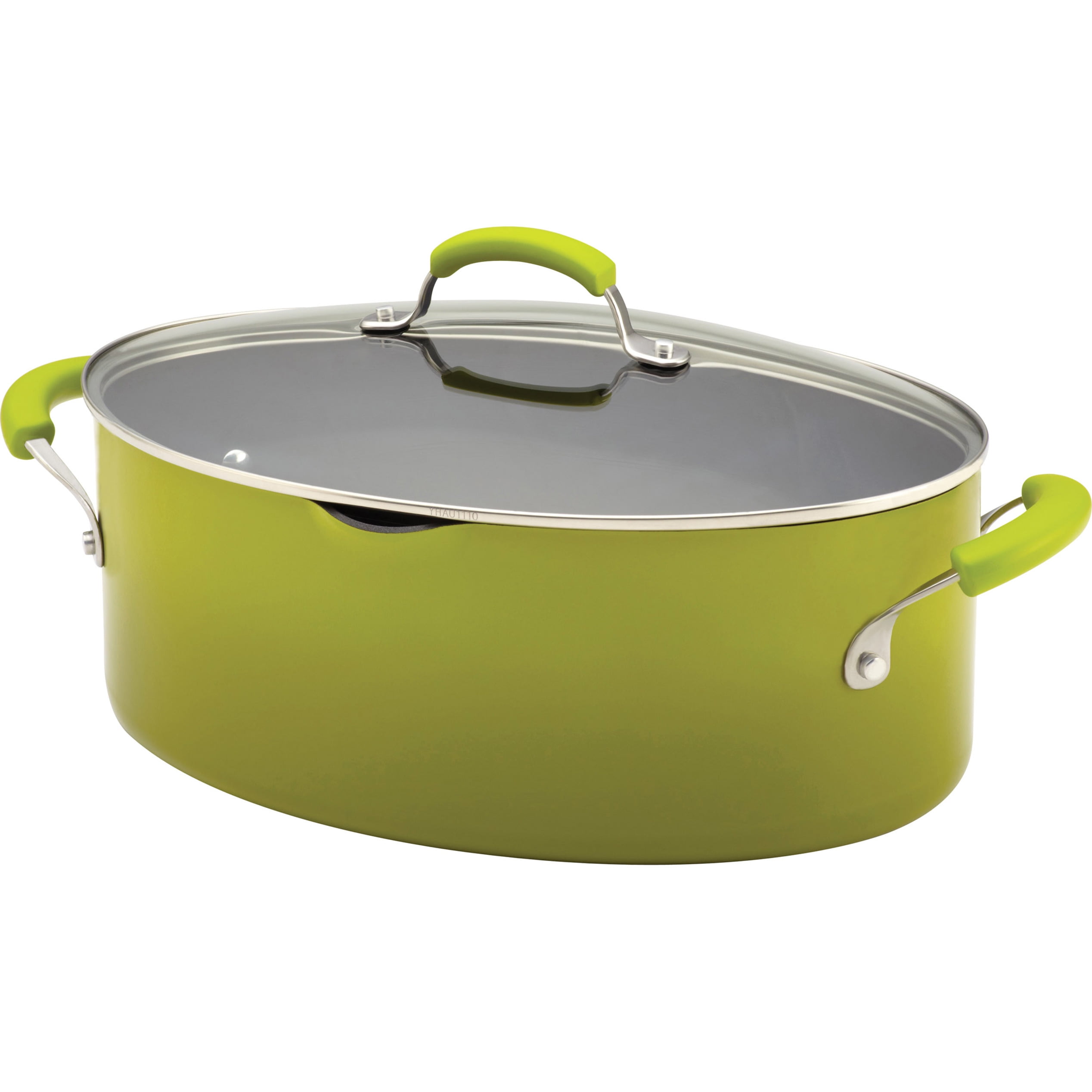 Rachael Ray 8-Quart Covered Oval Pasta Pot with Pour Spout, Green 