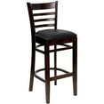 thumbnail image 1 of HERCULES Series Ladder Back Walnut Wood Restaurant Barstool - Black Vinyl Seat, 1 of 9