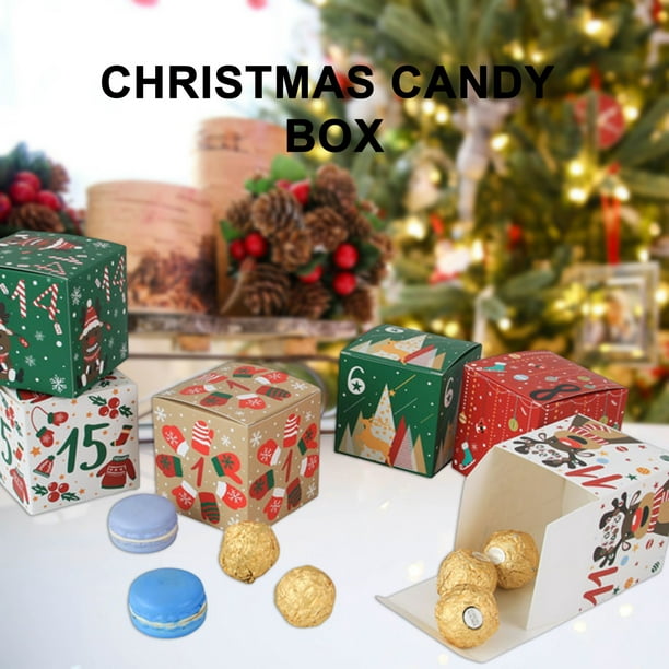 24Pcs Boîte de Bonbons de Noël Dessin Animé Modèle Numéros de