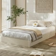 thumbnail image 1 of Twin Bed Frame, Wood Platform Bed with Fluted Design, Low Profile BedFrame, Minimalist Bed Base with Noise-Free, Easy Assembly, No Box Spring Needed, Cream, 1 of 1