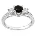 thumbnail image 2 of Dazzlingrock Collection 1.00 Carat (ctw) 14k Round White And Black Diamond 3 Stone Ladies Bridal Engagement Ring 1 CT, White Gold, Size 8, 2 of 4