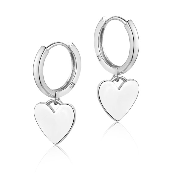 Pendientes ALEXCRAFT de plata de ley con forma de corazón para mujer