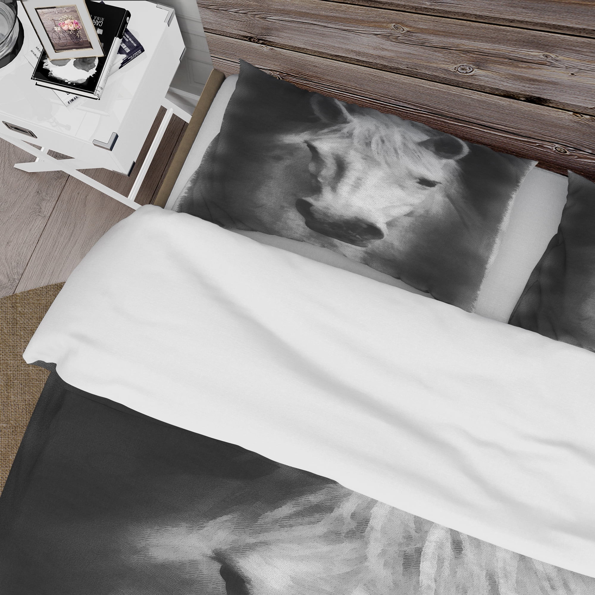 Designart 'Farmhouse Horse I' Farmhouse Duvet Cover Set