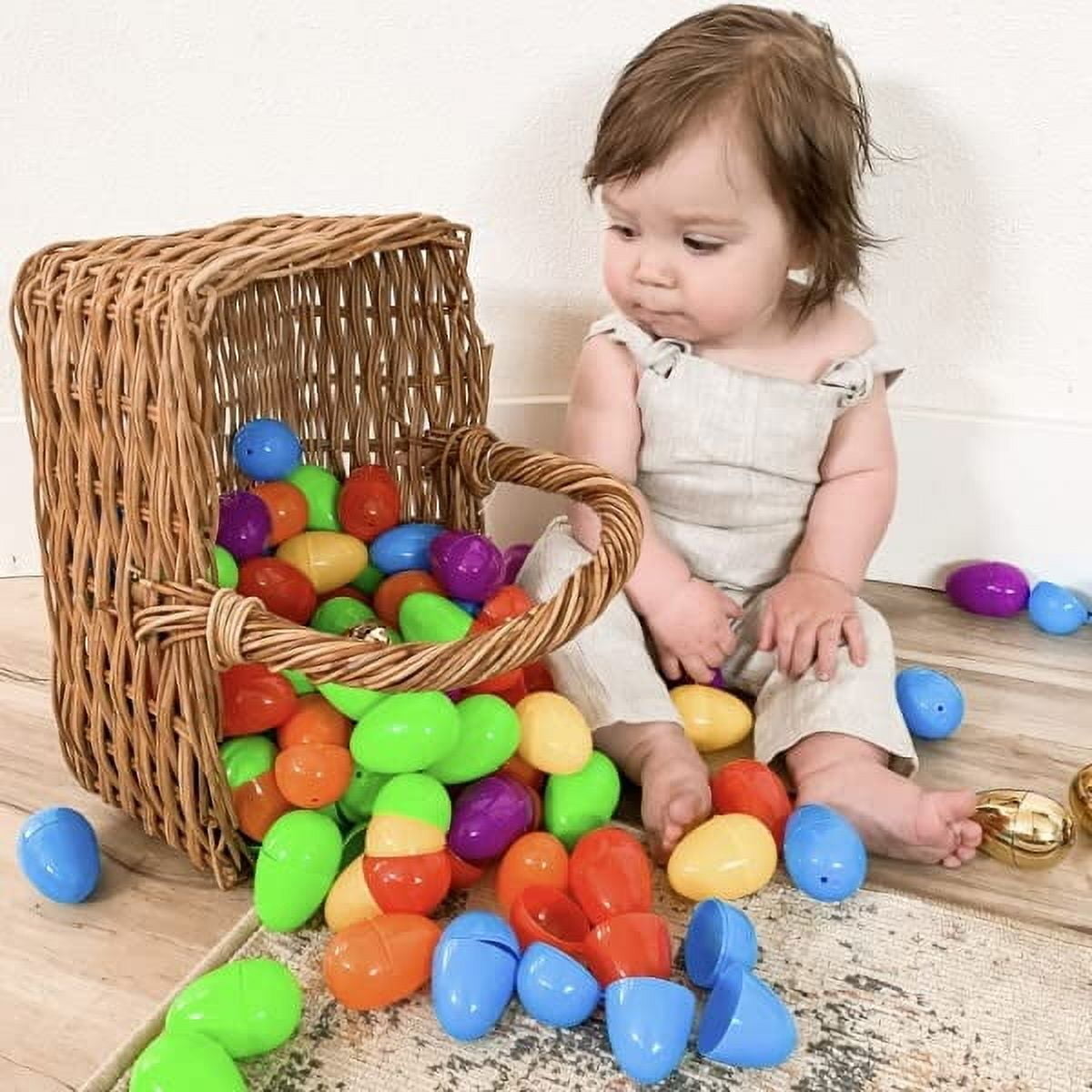 Joyfy 300 Pcs Easter Eggs, 2.3" Plastic Easter Eggs with 6 Pcs Golden Eggs Bulk, Empty Fillable for Easter Hunt Party Favor Basket Stuffers Filler Classroom Prize Supplies Decor