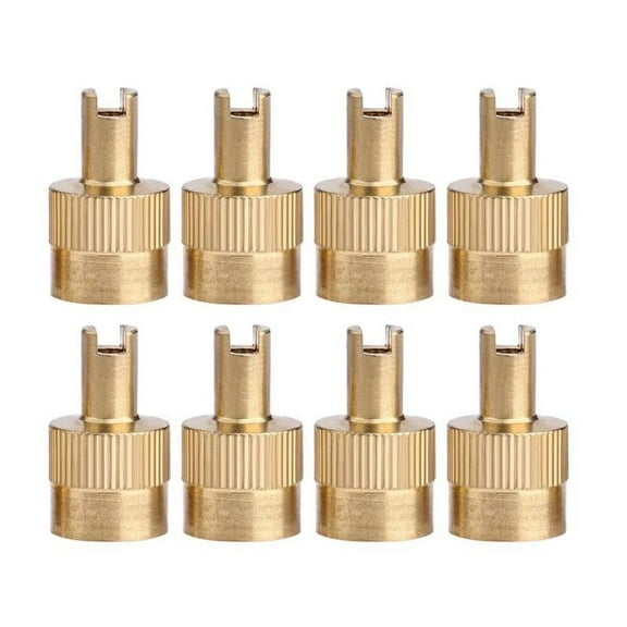 8x Gold Metal Slotted Valve Stem Cap Covers Car/Truck/Motorcycle Universal Brass