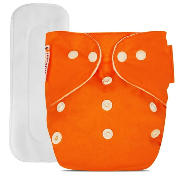 IMPROVUS Free Size Washable & Reusable Cloth Diaper with 1 Dry Feel Absorbent Soaker Pad (3Months- 3Years) (Orange)